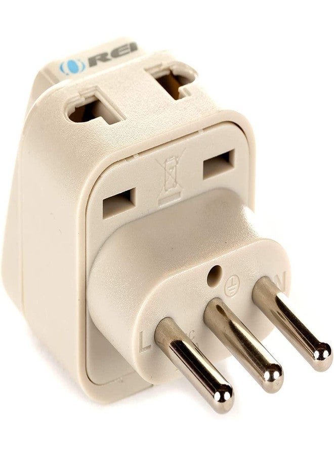 Orei India to Italy, Libya, Chile & More (Type L) Travel Adapter Plug - 2 in 1 - CE Certified - RoHS Compliant -2-Pack (DB-12A-2PK) - Image 2